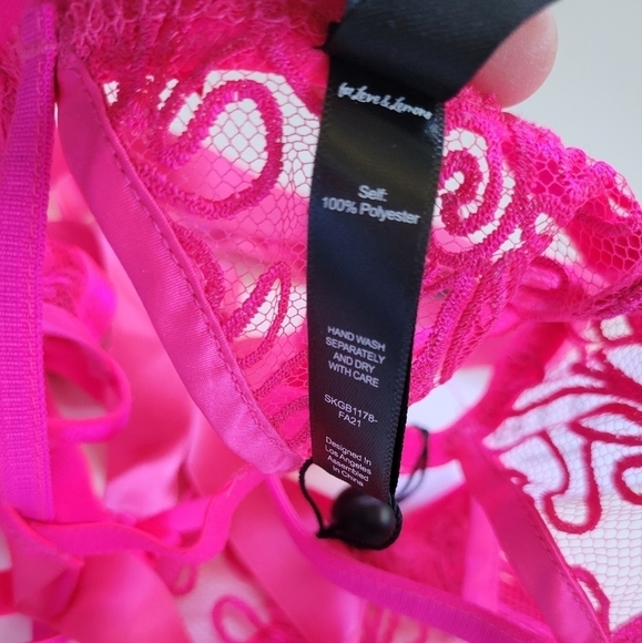 For Love and Lemons Hot Pink Satin Embroidered Garter Belt Size XS - Picture 6 of 7